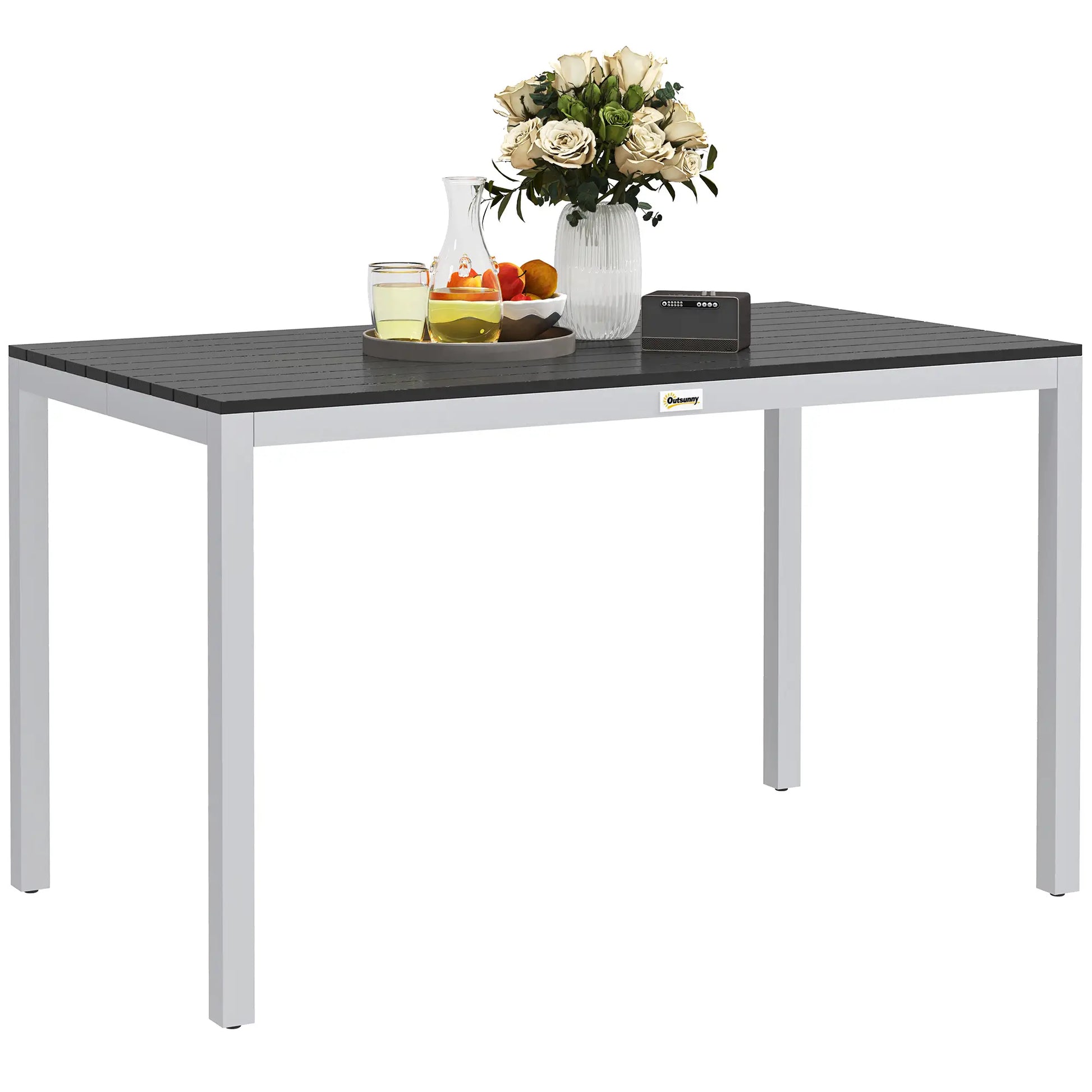 Nancy's Gamberale Tuintafel - Terrastafel - Eettafel voor buiten - Zwart / Zilver - ± 120 x 70 x 70 cm