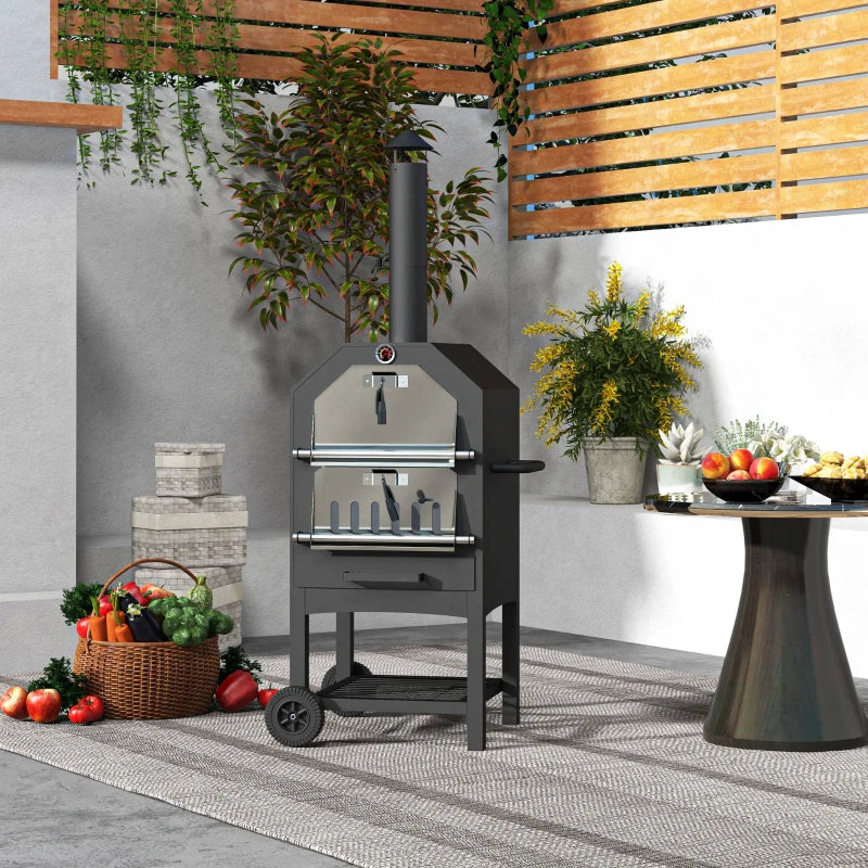 Nancy's Couto Barbecue - BBQ - Grill - Pizzaoven - Multifunctioneel - Houtskool - Zwart - Staal
