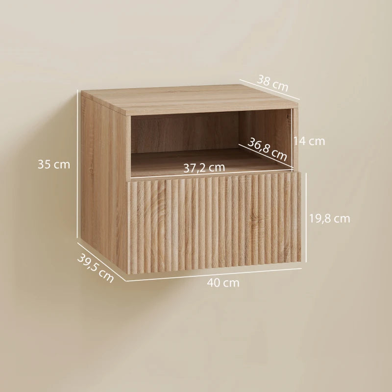 Nancy's Pedavena Zwevend Nachtkastje - Bijzettafeltje - Scandinavisch - Naturel Hout - ± 40 x 40 x 35 cm