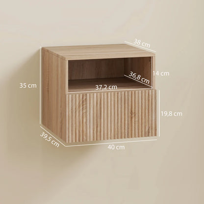 Nancy's Pedavena Zwevend Nachtkastje - Bijzettafeltje - Scandinavisch - Naturel Hout - ± 40 x 40 x 35 cm