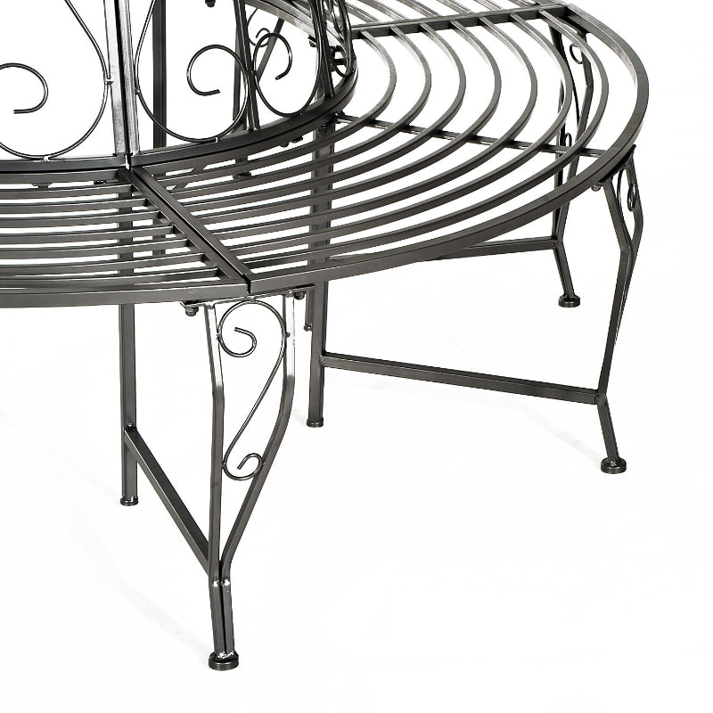 Banc de jardin rond Rumato de Nancy - Siège de jardin - Mobilier de jardin - Banc rond - Acier - Argent