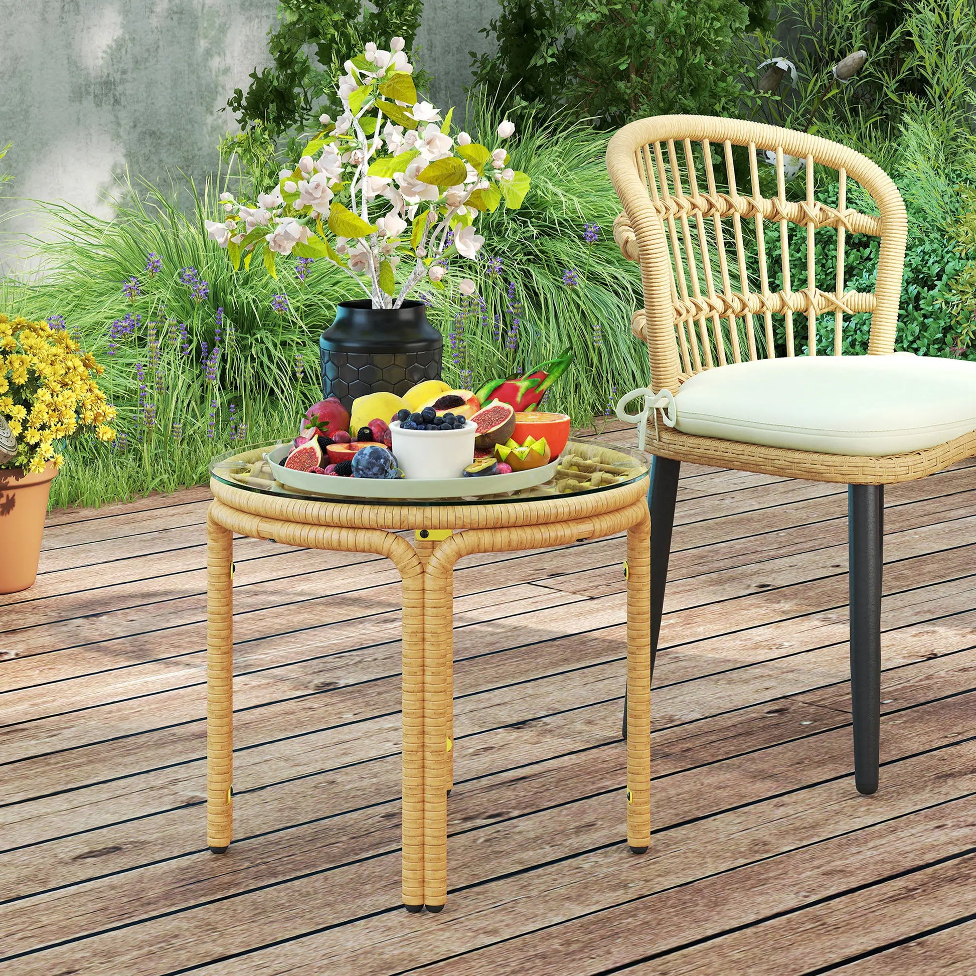 Nancy's Gerenzano Tuintafel - Balkontafel - Rotan - ± Ø 50 x 45 cm
