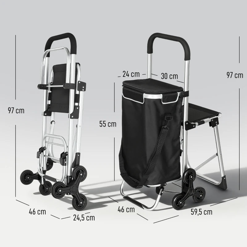 Nancy's Nesso Boodschappentrolley - Boodschappenkar - Boodschappenwagen - Zwart / Zilver - 40 Liter
