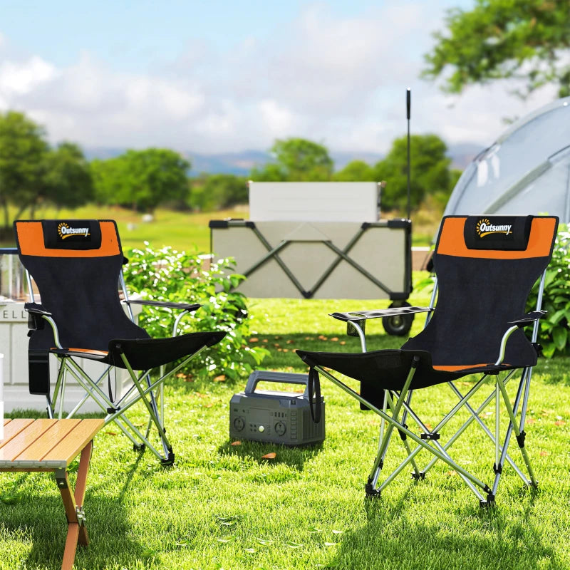 Nancy's Racines Strandstoelen - Campingstoelen - Set van 2 - Opvouwbaar - Oranje / Zwart