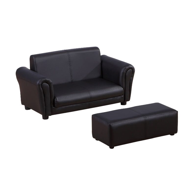 Nancy's Zorro Kinderbank Met Voetenbank - Kinderfauteuil - 2-Delige Set - Zwart