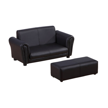 Nancy's Zorro Kinderbank Met Voetenbank - Kinderfauteuil - 2-Delige Set - Zwart