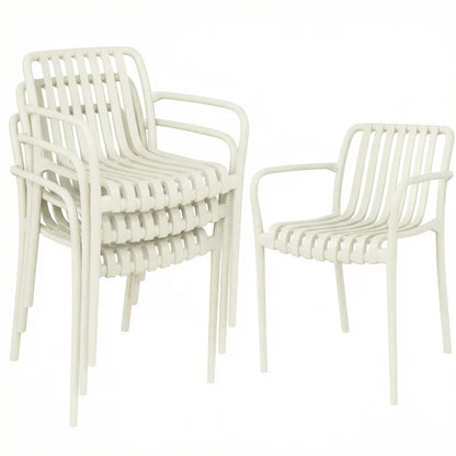 Nancy's Sistiana Tuinstoelen - Set van 4 - Terrasstoelen - Buitenstoelen - Crèmewit - Kunststof
