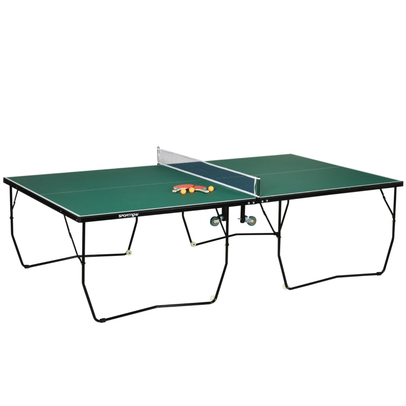 Nancy's Plymouth Table Tennis Table, full-size, foldable, 8 wheels, incl. bats and balls, green,