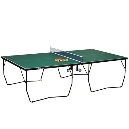 Nancy's Plymouth Table Tennis Table, full-size, foldable, 8 wheels, incl. bats and balls, green,