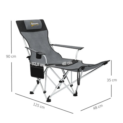 Nancy's Radicofani Campingstoelen - Strandstoelen - Set van 2 - Opvouwbaar - Grijs / Zwart