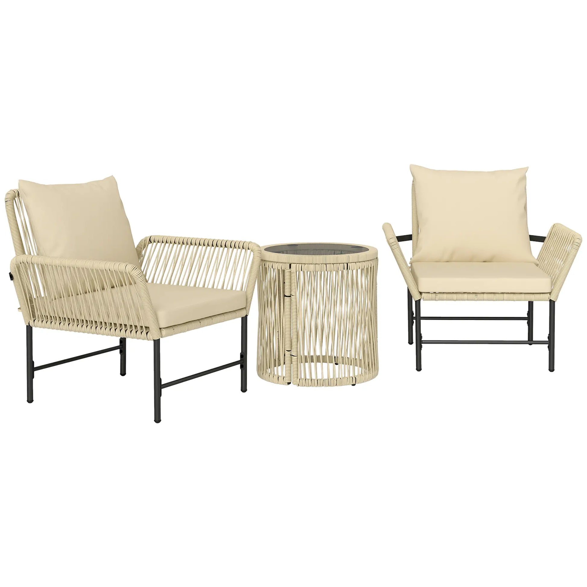 Nancy's Gavoi Tuinset - Tuinmeubelset - Kaki / Beige / Zwart - Rotan