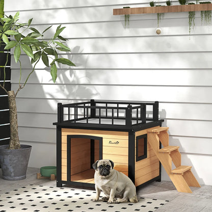 Nancy's Soraga Hondenhok - Buitenverblijf voor Honden - Dakterras - Dennenhout - ± 120 x 75 x 80 cm