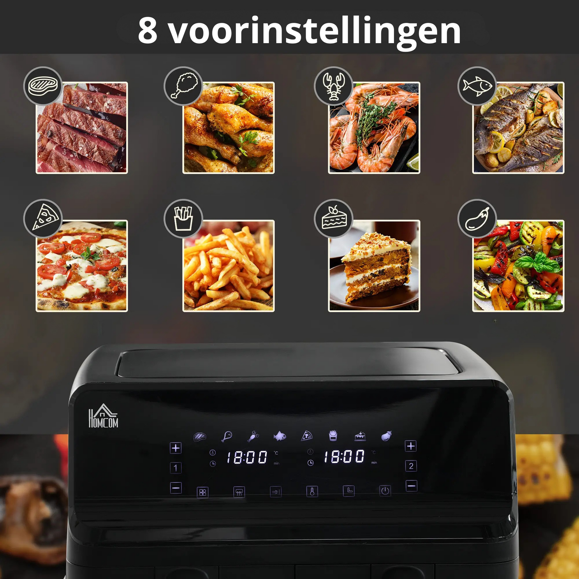 Nancy's Portimão Dubbele Heteluchtfriteuse - Dubbele Airfryer - Touchscreen - Zwart