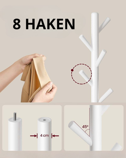 Nancy's Osiglia Staande Kapstok - Garderobe - Jassenrek - Kledingstandaard - Wit - ± 170 cm Hoog