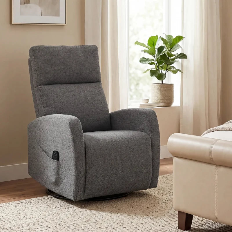 Nancy's Spiazzo Massagestoel - Relaxfauteuil - Draaibaar - Schommelfunctie - Vibratie + Warmte - Donkergrijs - Chenille