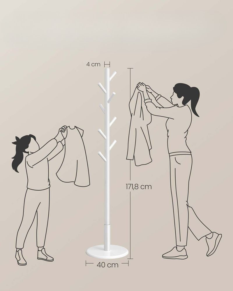 Nancy's Osiglia Staande Kapstok - Garderobe - Jassenrek - Kledingstandaard - Wit - ± 170 cm Hoog