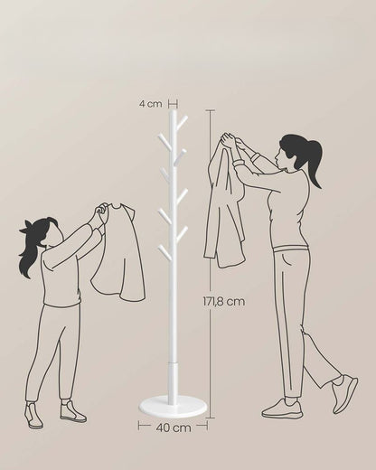 Nancy's Osiglia Staande Kapstok - Garderobe - Jassenrek - Kledingstandaard - Wit - ± 170 cm Hoog