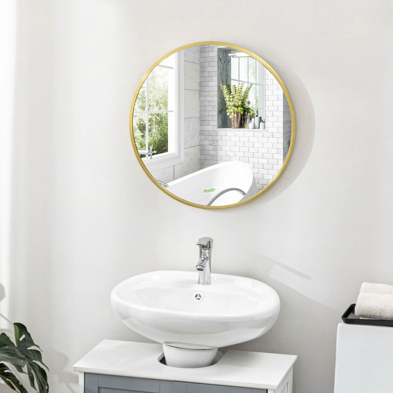 Nancy's Eaton Round wall mirror for bathroom, bedroom, hallway, metal frame, color: gold, Ø50 cm