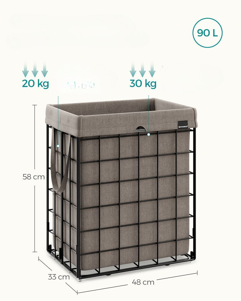 Nancy's Loughton Laundry Basket - Modern - Steel - Black - Brown - 90 liters - 48 x 33 x 58 cm