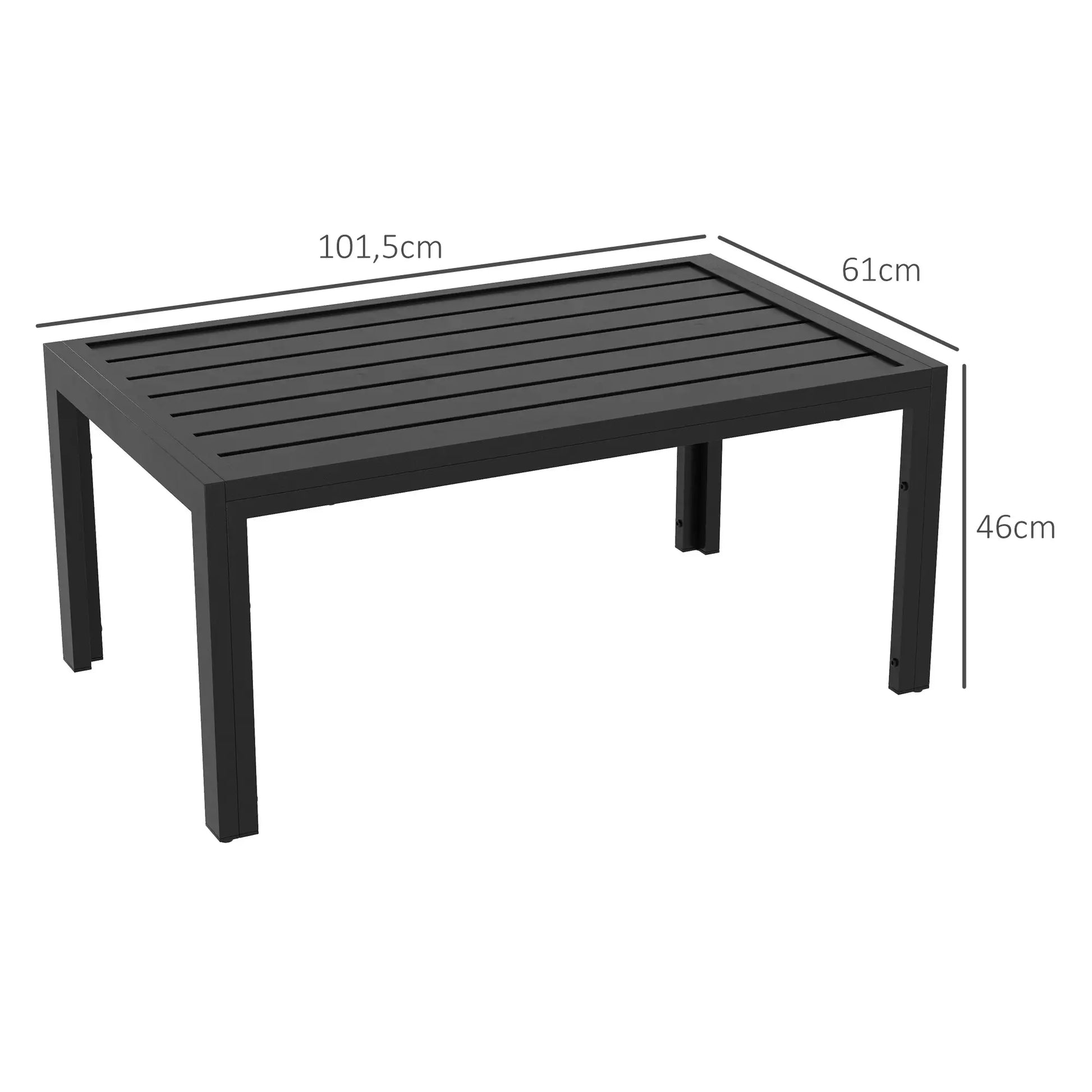 Nancy's Cecina Tuintafel - Terrastafel - Salontafel voor Buiten - Zwart - Staal -± 100 x 60 x 45 cm
