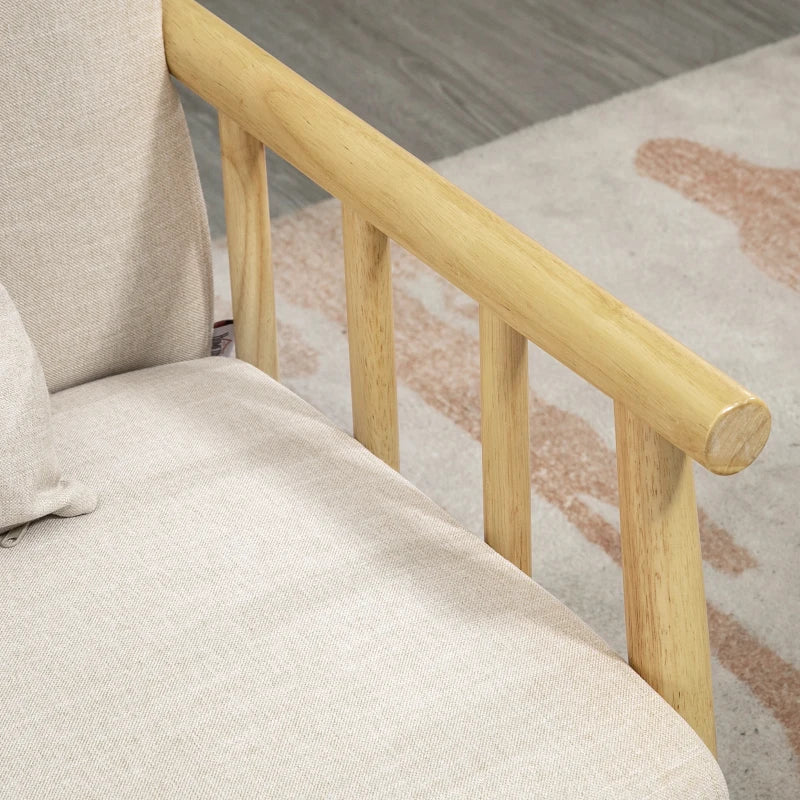 Nancy's Serle 2-Zitsbank - Zitbank - Woonkamerbank - Beige / Hout - ± 125 x 70 x 75 cm