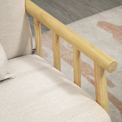 Nancy's Serle 2-Zitsbank - Zitbank - Woonkamerbank - Beige / Hout - ± 125 x 70 x 75 cm