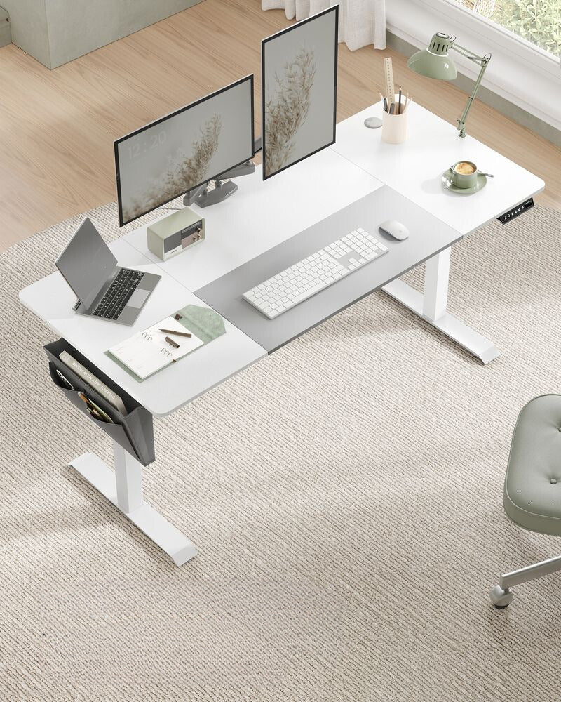 Nancy's Brandon Elektrisch Zit Sta Bureau - Computertafel - Werkbureau - Wit - Modern - 160 x 70 x 72-120 cm