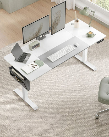 Nancy's Brandon Elektrisch Zit Sta Bureau - Computertafel - Werkbureau - Wit - Modern - 160 x 70 x 72-120 cm