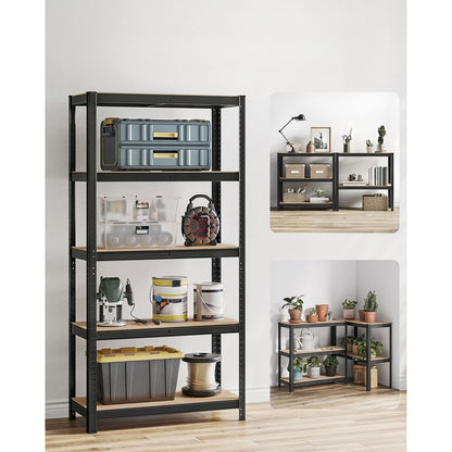 Nancy's Stenico Stellingkast Set van 2 - Opbergrek - Opbergkast - Stellingrek - Zwart - Staal - 90 x 40 x 180 cm