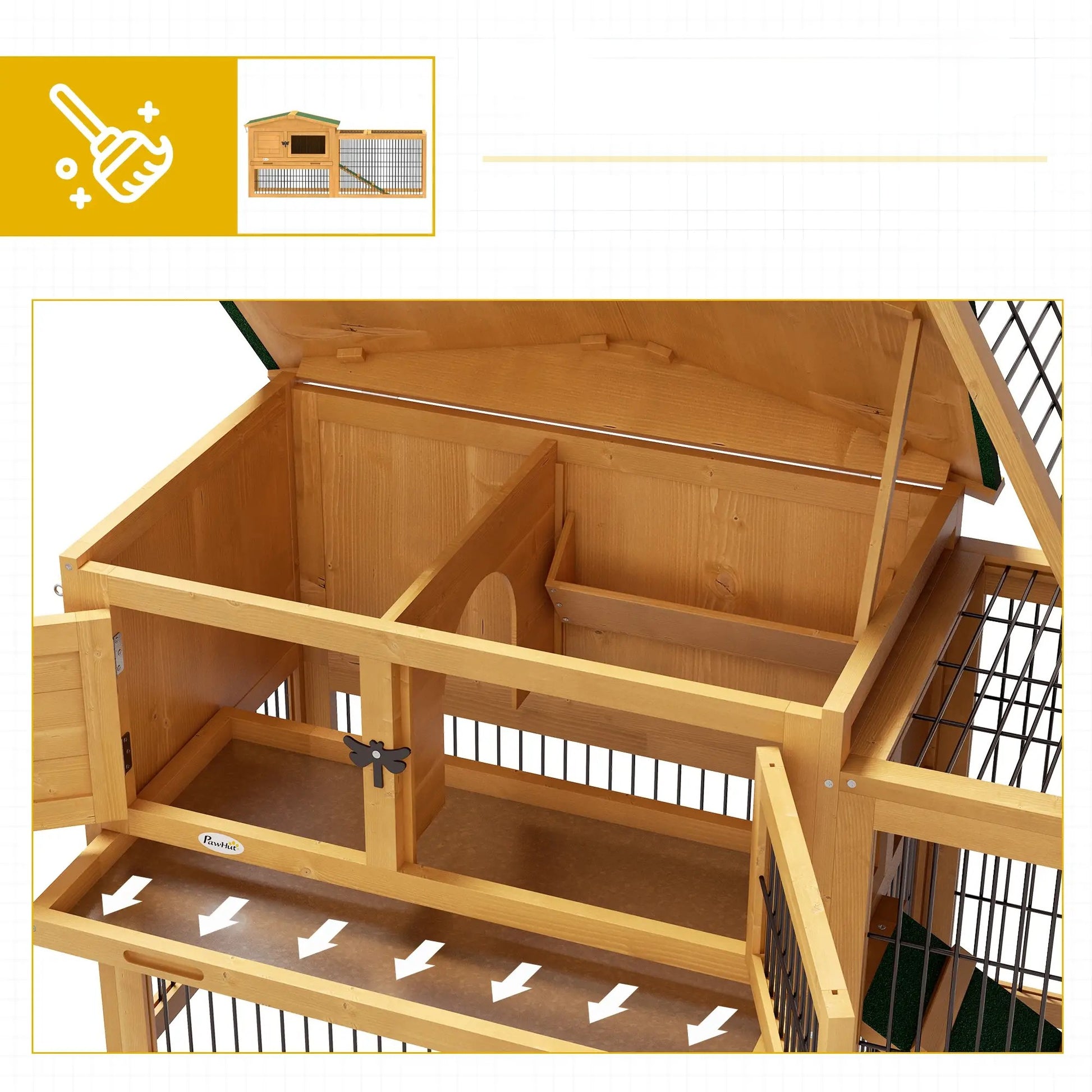 Nancy's Codogno Konijnenhok - Dierenhok - Dierenverblijf - Dennenhout - ± 150 x 50 x 70 cm