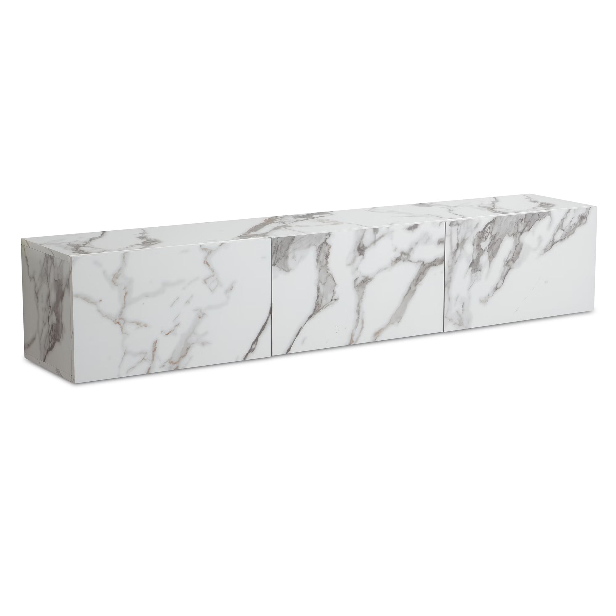 Nancy's Monleale TV Meubel - TV Kast - Lowboard - Zwevend - Wit - Marmerlook - 160 x 30 x 30 cm