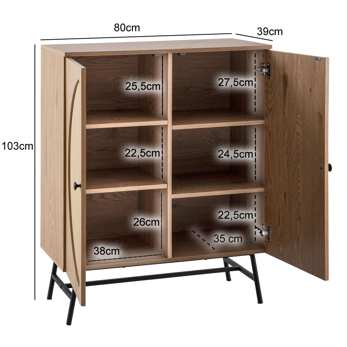 Nancy's Meimoa Commode - Opbergkast - Sideboard - Dressoir - Polyrattan - ± 80 x 40 x 100 cm