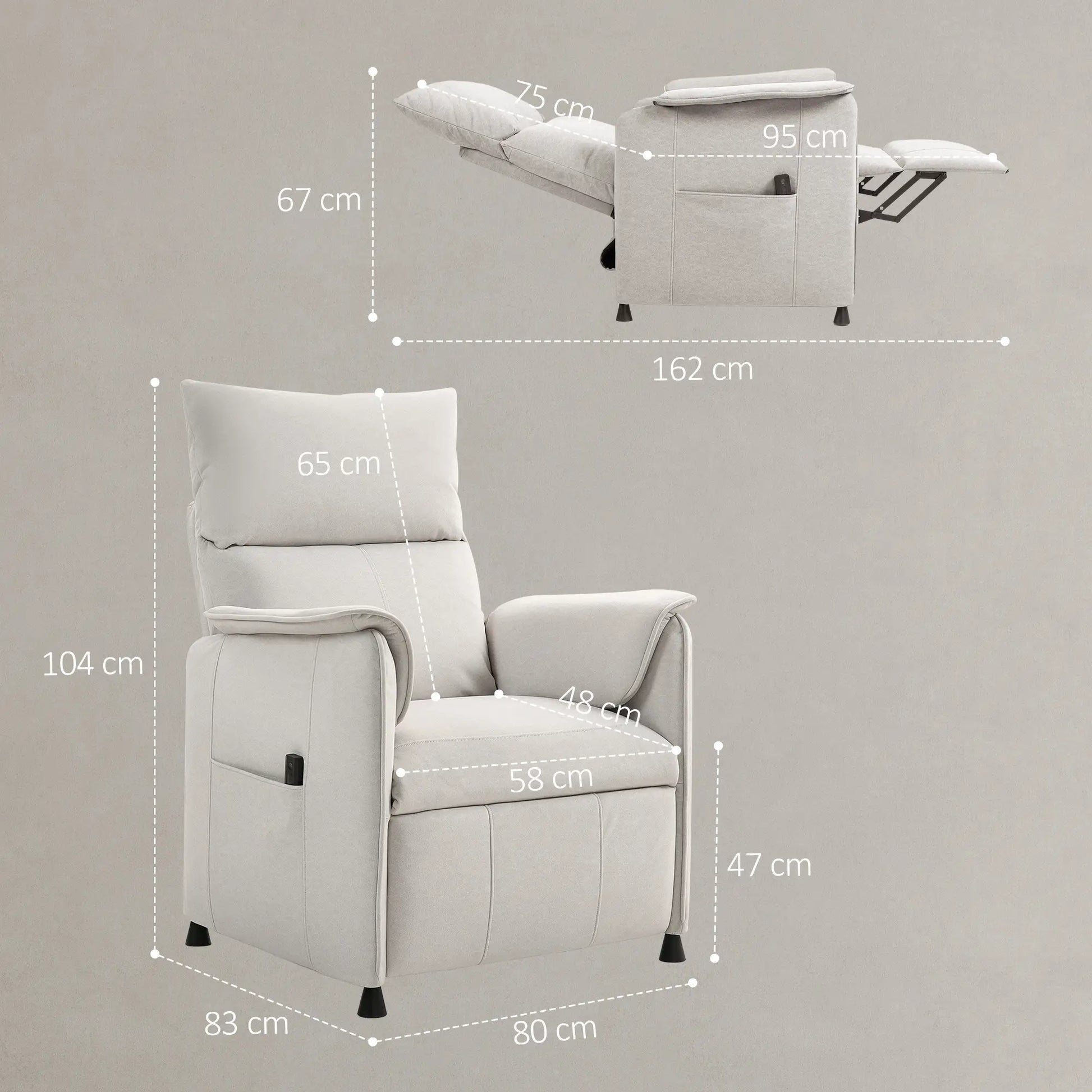 Nancy's Gignese Elektrische Fauteuil - Relaxfauteuil - Crème - Fluweel