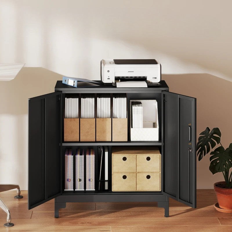 Nancy's Misilmeri Archiefkast - Kantoorkast - Dossierkast - Bureaukast - Zwart - Staal - ± 80 x 35 x 90 cm