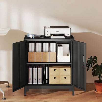 Nancy's Misilmeri Archiefkast - Kantoorkast - Dossierkast - Bureaukast - Zwart - Staal - ± 80 x 35 x 90 cm