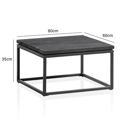 Nancy's Ruivos Salontafel - Koffietafel - Zwart - Mangohout / Staal - 60 x 60 x 35 cm