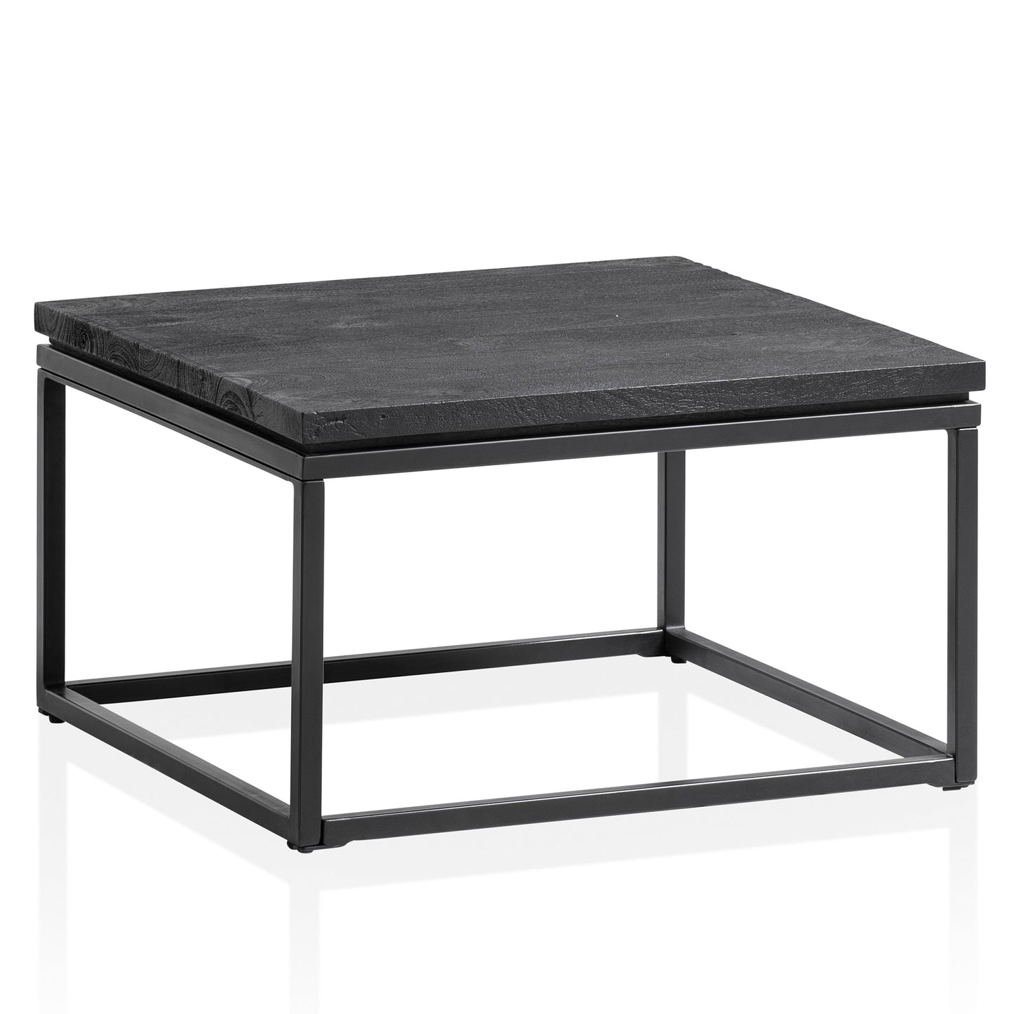Nancy's Ruivos Salontafel - Koffietafel - Zwart - Mangohout / Staal - 60 x 60 x 35 cm