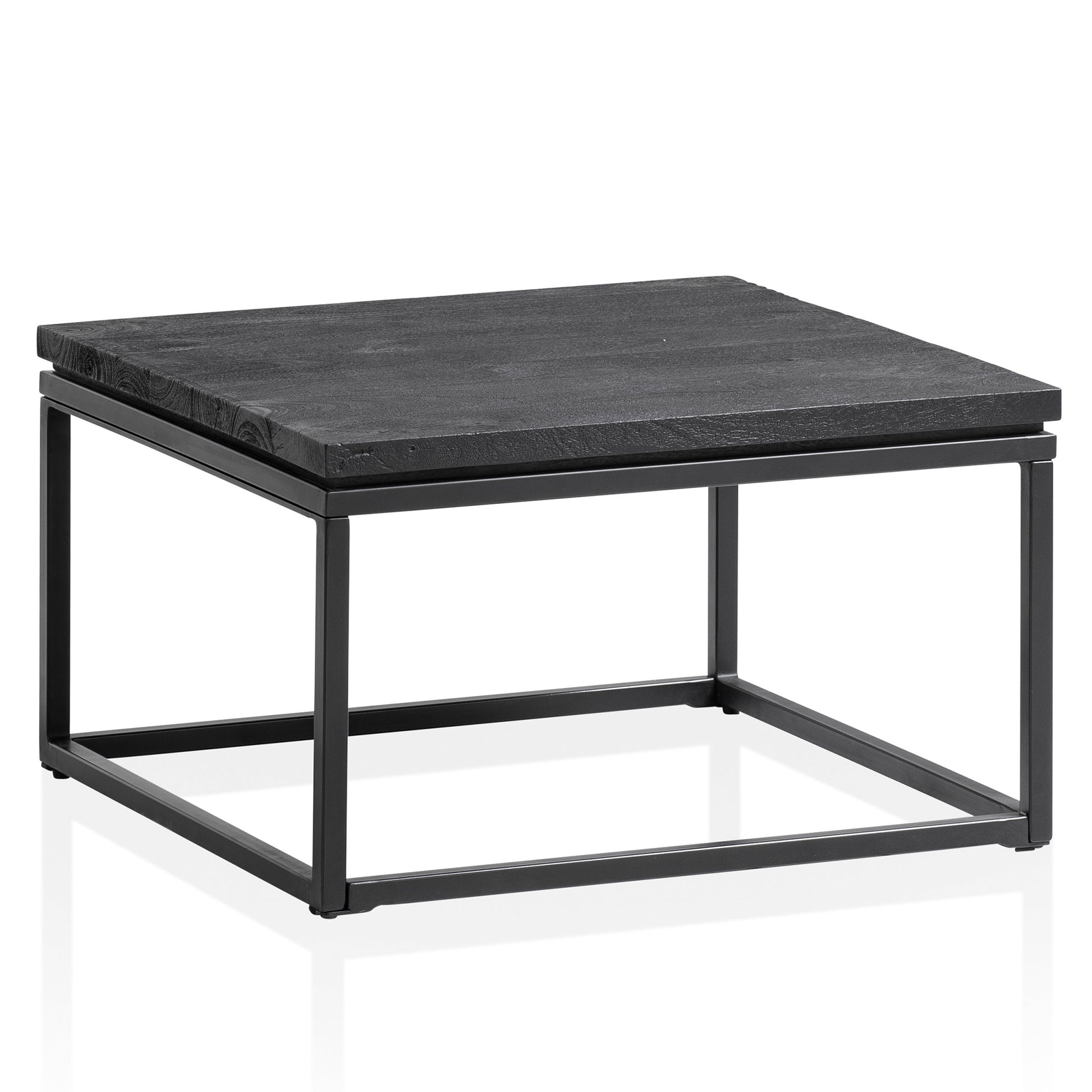 Nancy's Ruivos Salontafel - Koffietafel - Zwart - Mangohout / Staal - 60 x 60 x 35 cm