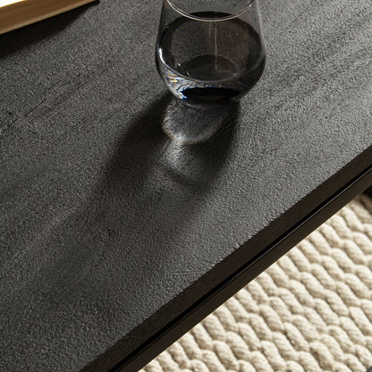 Nancy's Valverde Salontafel - Koffiertafel - Zwart - Massief Mangohout / Staal - 120 x 60 x 40 cm
