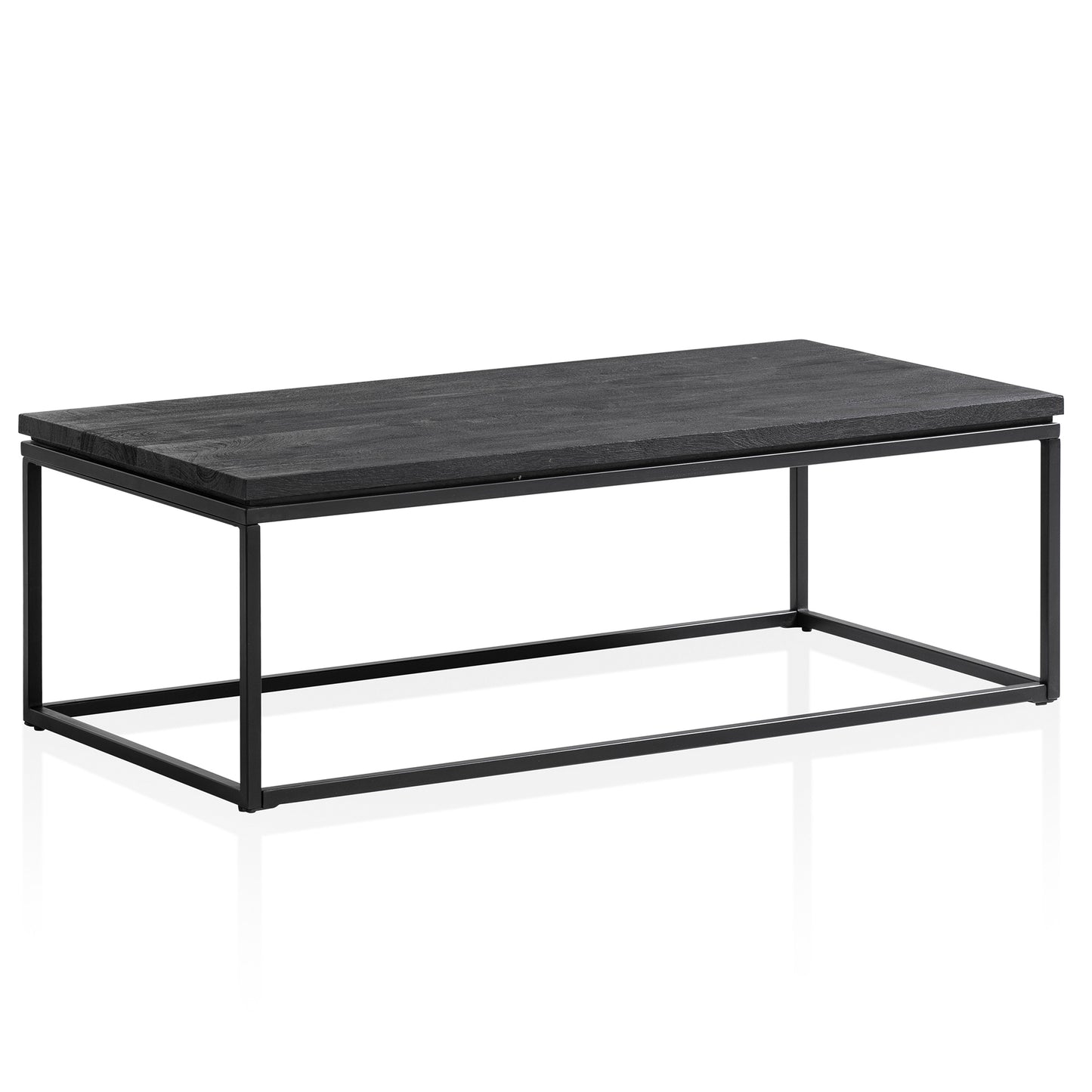 Nancy's Valverde Salontafel - Koffiertafel - Zwart - Massief Mangohout / Staal - 120 x 60 x 40 cm