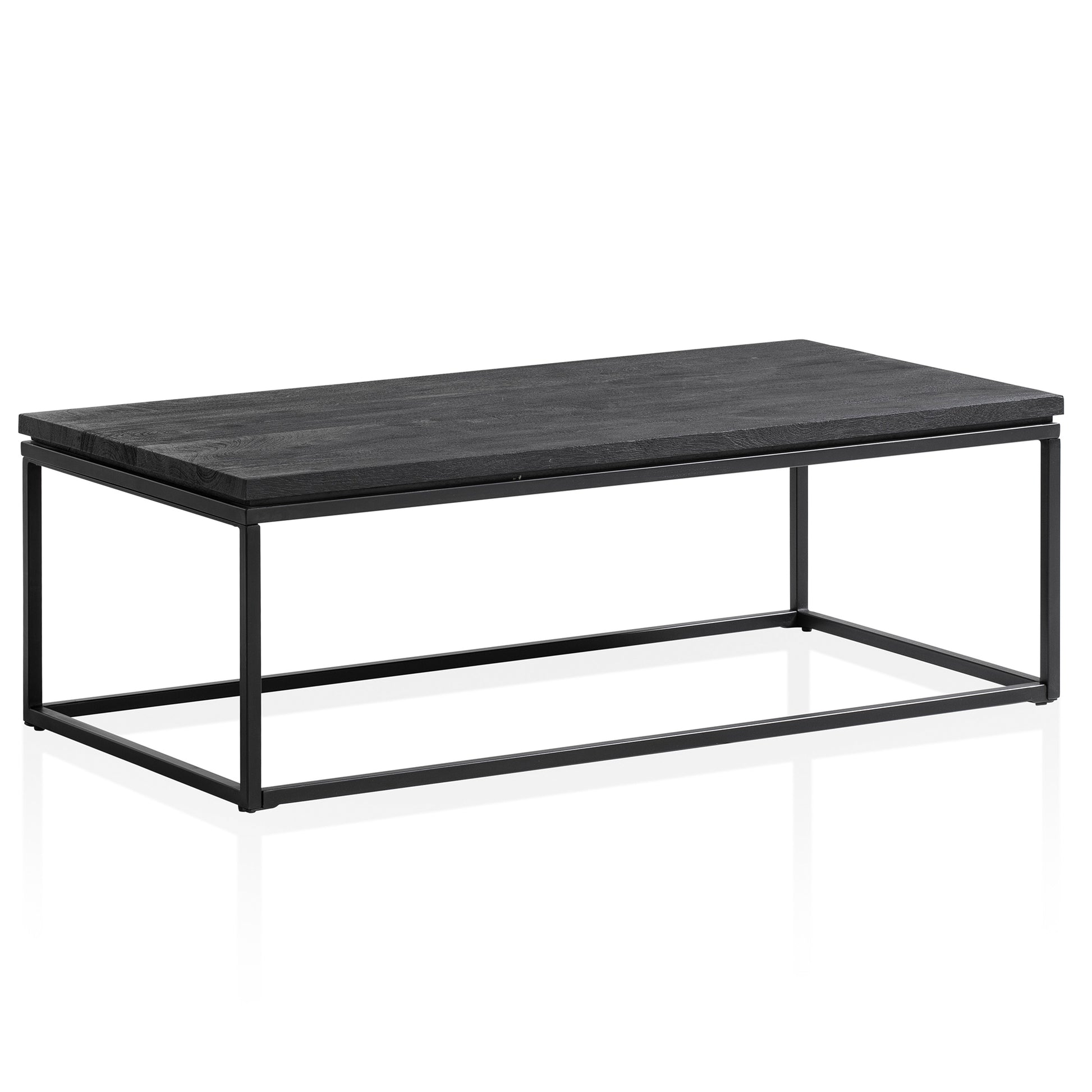 Nancy's Valverde Salontafel - Koffiertafel - Zwart - Massief Mangohout / Staal - 120 x 60 x 40 cm