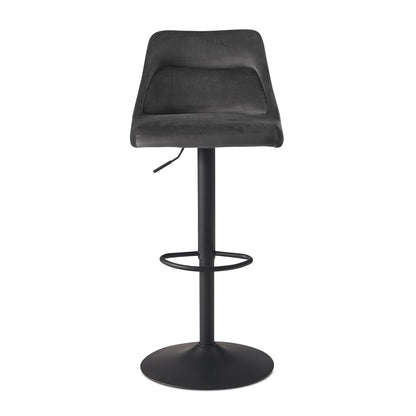 Nancy's Vouzela Barkruk - Barstoel - Grijs / Zwart - Fluweel - 45 x 51 x 86-106 cm
