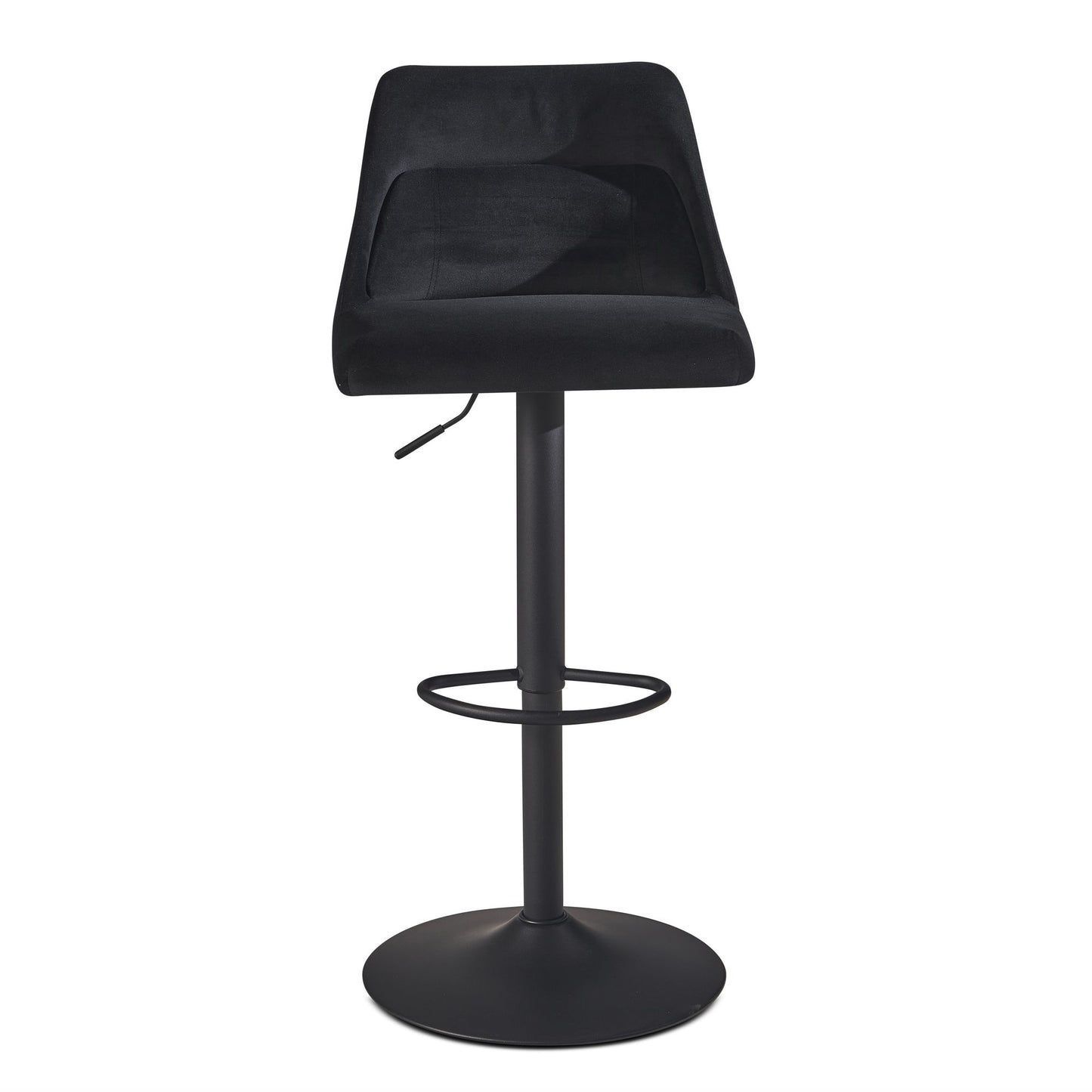 Nancy's Vouzela Barkruk - Barstoel - Zwart - Fluweel - 45 x 51 x 86-106 cm