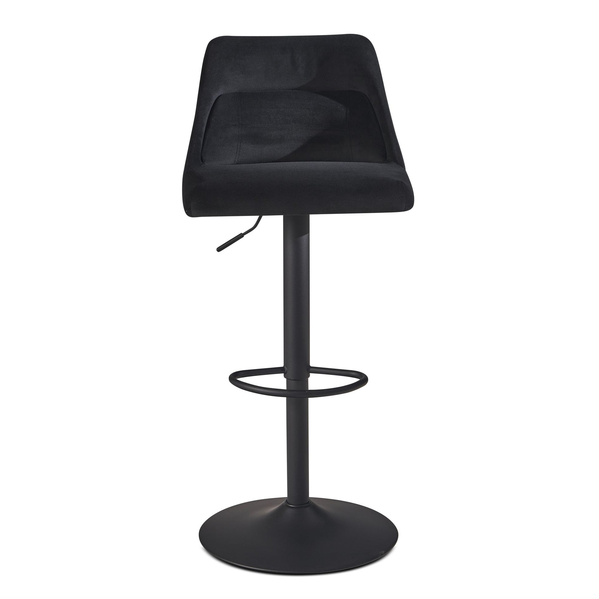 Nancy's Vouzela Barkruk - Barstoel - Zwart - Fluweel - 45 x 51 x 86-106 cm