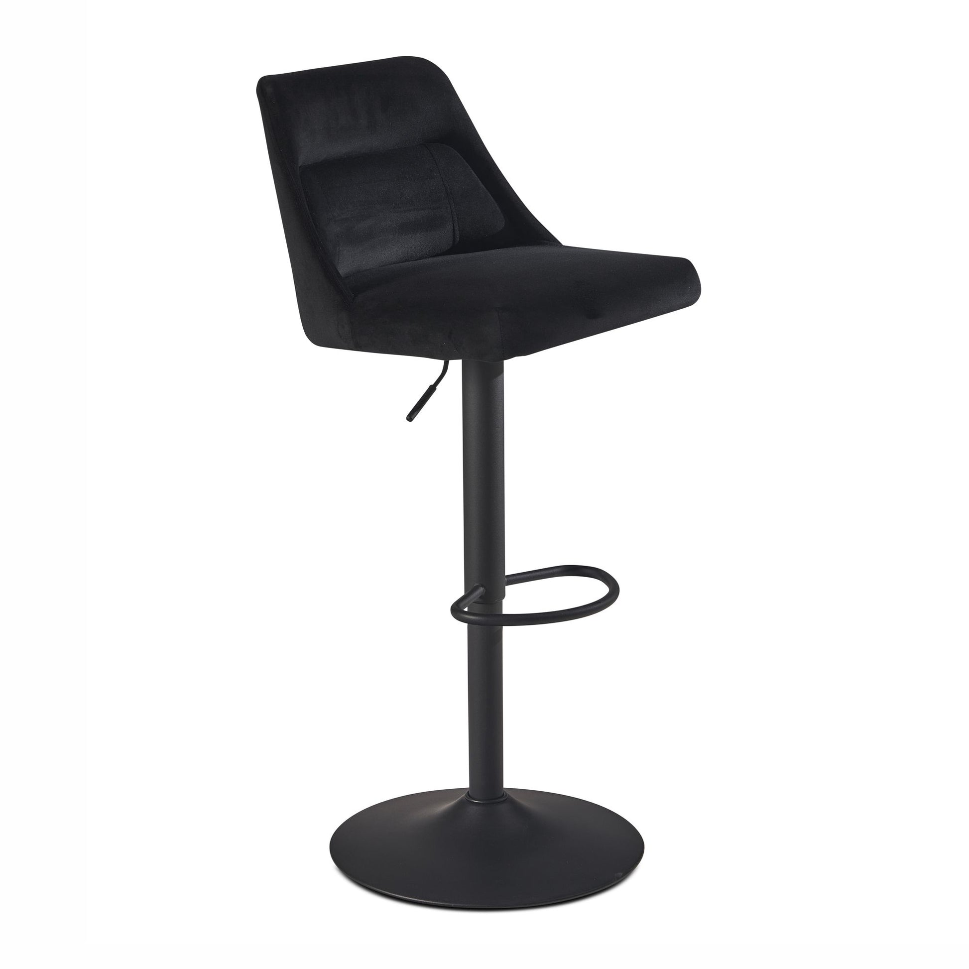 Nancy's Vouzela Barkruk - Barstoel - Zwart - Fluweel - 45 x 51 x 86-106 cm