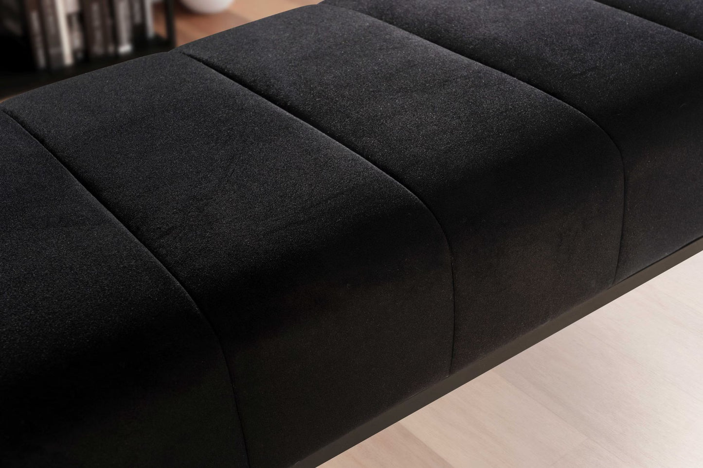 Nancy's Monno Bankje - Zitbankje - Halbankje -Zwart - Fluweel - ± 110 x 40 x 40 cm