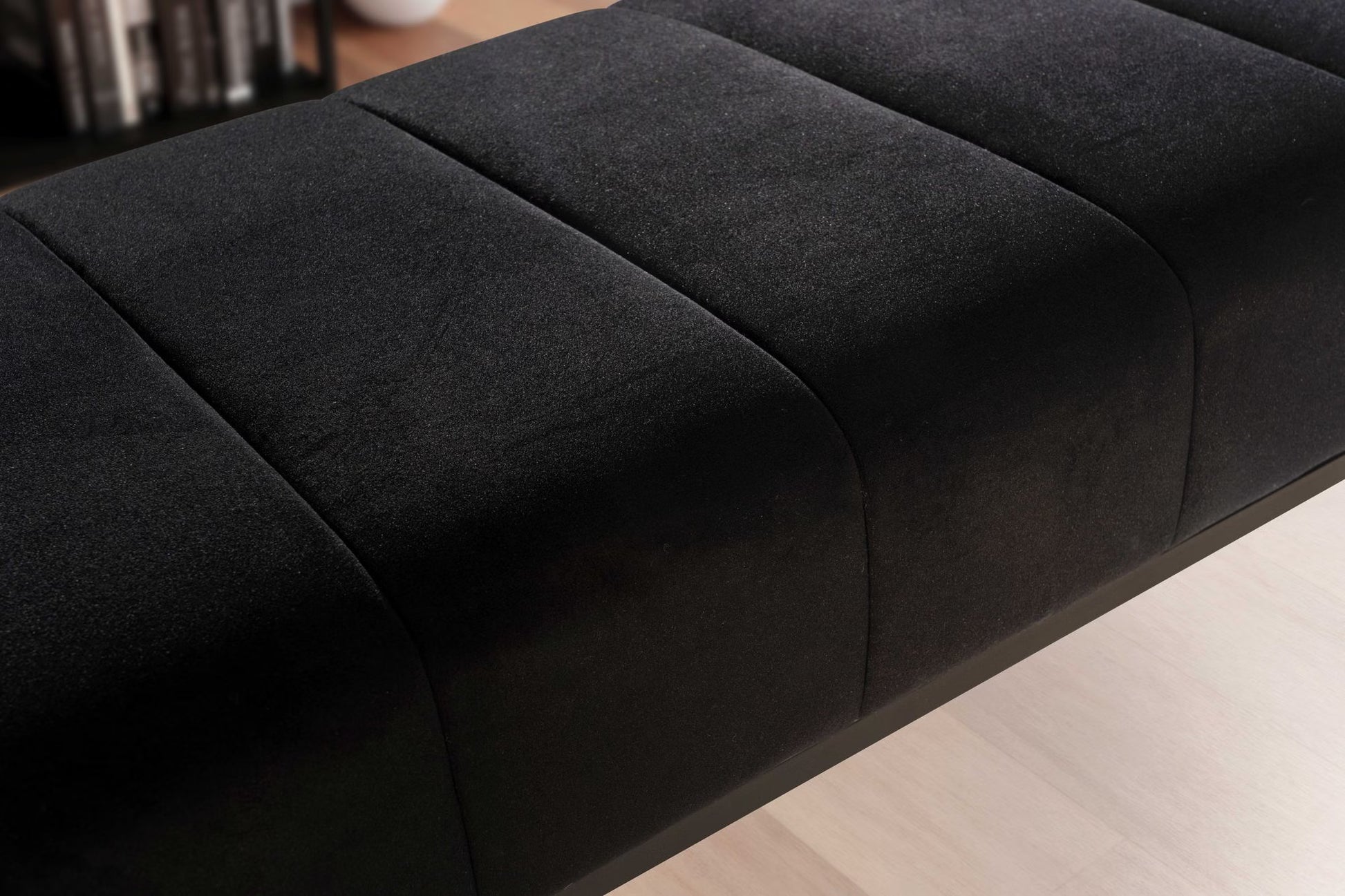 Nancy's Monno Bankje - Zitbankje - Halbankje -Zwart - Fluweel - ± 110 x 40 x 40 cm