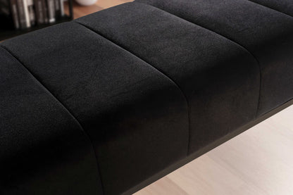Nancy's Monno Bankje - Zitbankje - Halbankje -Zwart - Fluweel - ± 110 x 40 x 40 cm