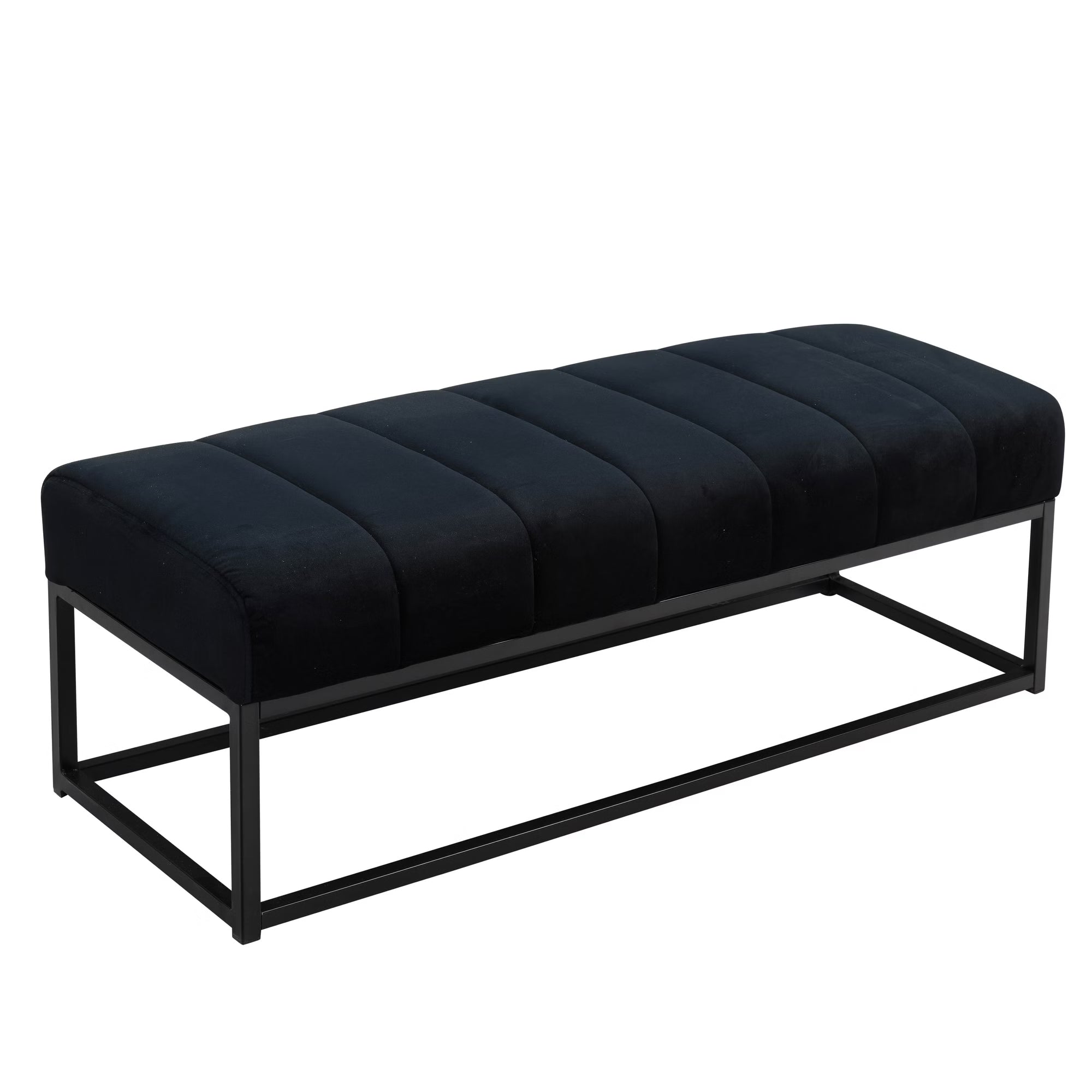 Nancy's Monno Bankje - Zitbankje - Halbankje -Zwart - Fluweel - ± 110 x 40 x 40 cm