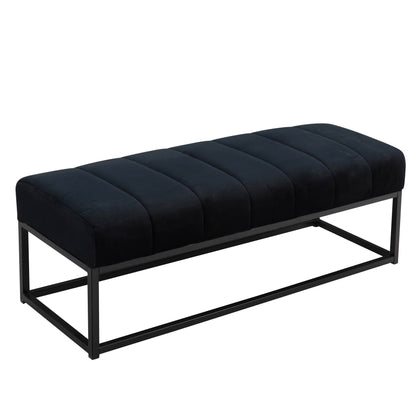 Nancy's Monno Bankje - Zitbankje - Halbankje -Zwart - Fluweel - ± 110 x 40 x 40 cm
